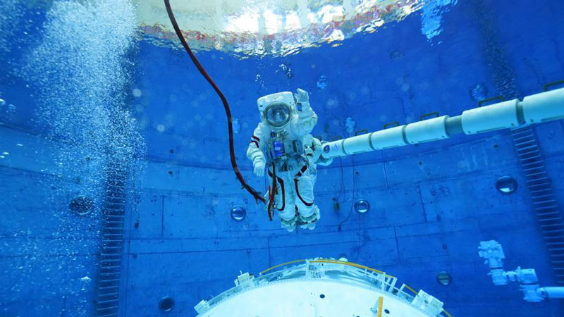 Training moments of Shenzhou-13 crew for space mission