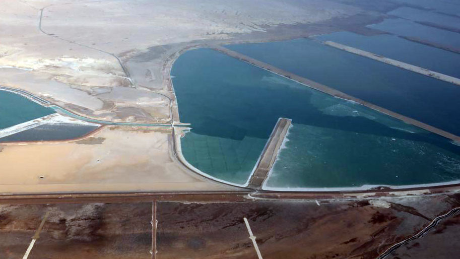 View of southern shores of Dead Sea in Israel