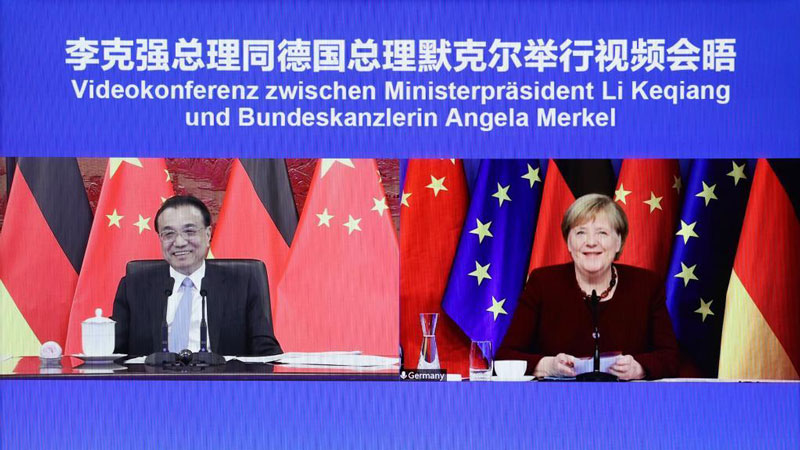 Premier Li meets Merkel via video link