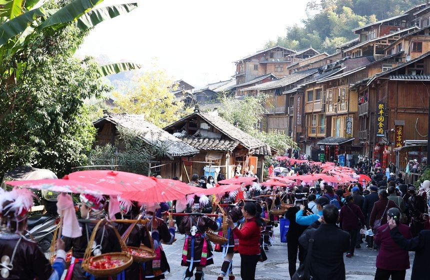 Dong ethnic group in Guizhou celebrate New Year in traditional costumes