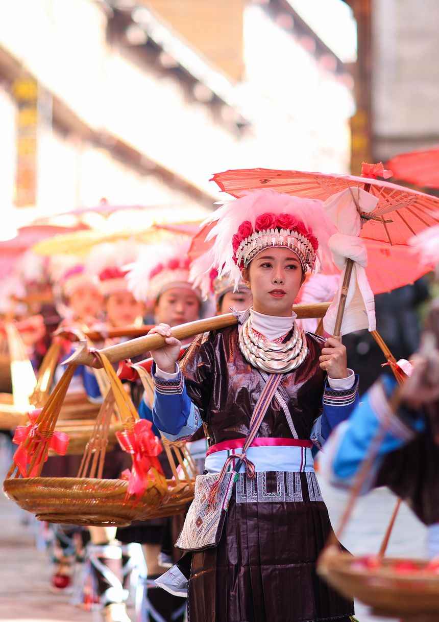 Dong ethnic group in Guizhou celebrate New Year in traditional costumes