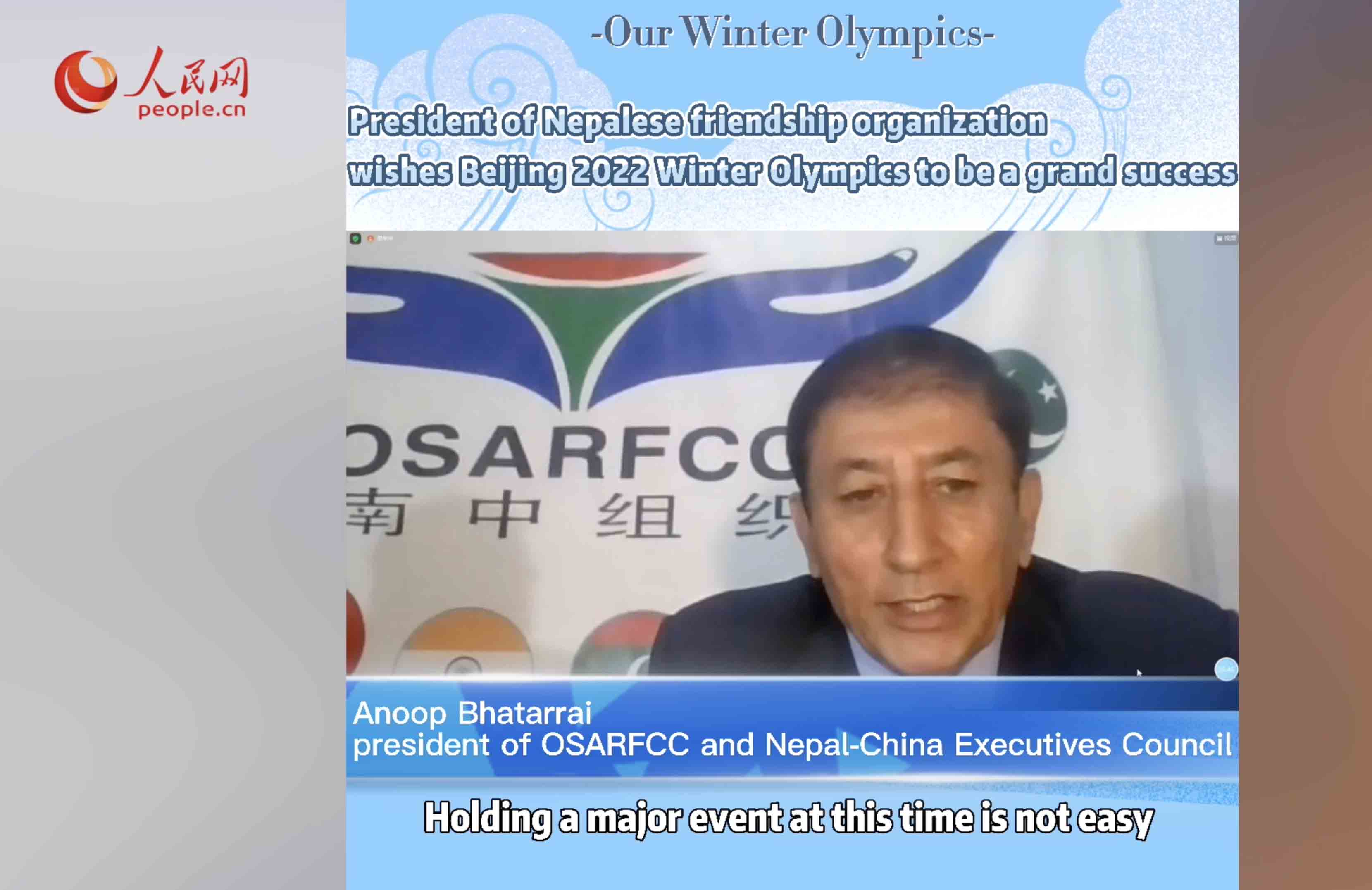 President of Nepalese friendship organization wishes Beijing 2022 Winter Olympics to be a grand success