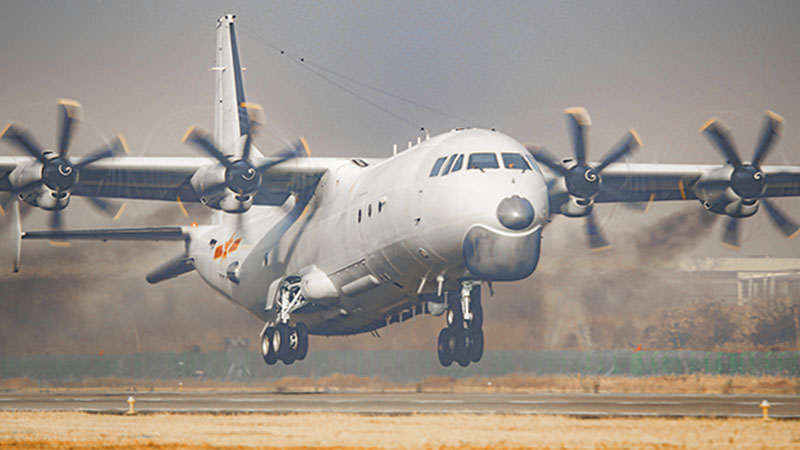 Naval aviation aircraft takes off for patrol flight