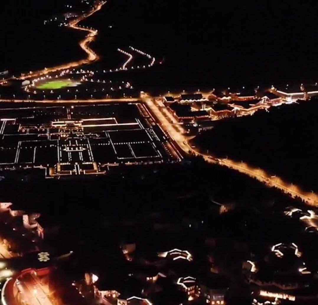 Aerial night view of Chongli, a district of Beijing 2022 co-host city
