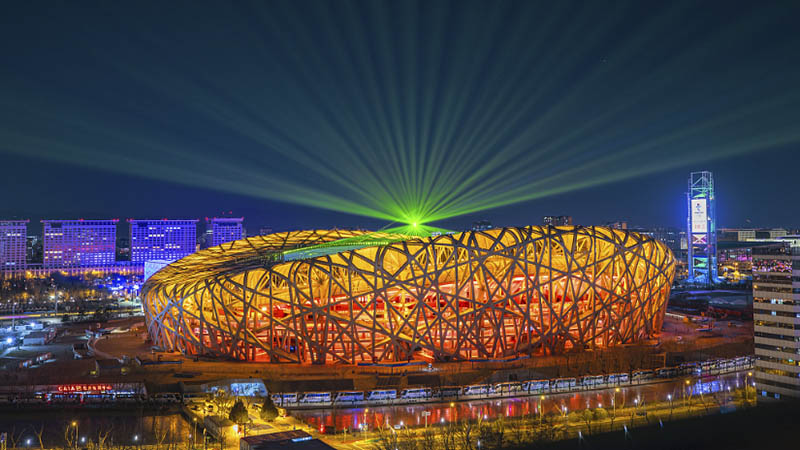 Fireworks display lights up National Stadium in Beijing