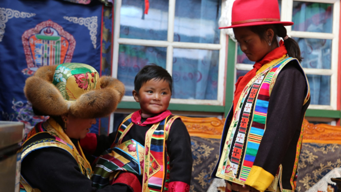 Tibetan people enjoy happy Tibetan New Year