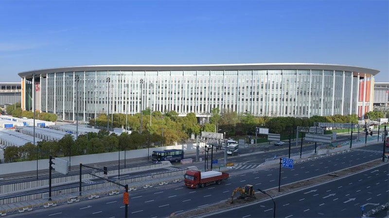 View of makeshift hospital converted from National Exhibition and Convention Center in Shanghai