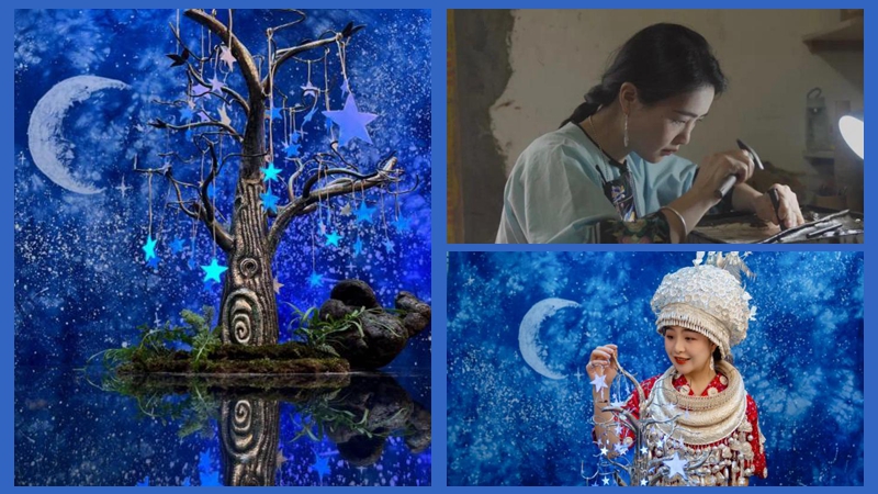 Craftswoman in Guizhou pays respects to China's astronauts with handicraft featuring starry cosmos