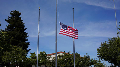Flag flies at half-staff in honor of elementary shooting victims in U.S.
