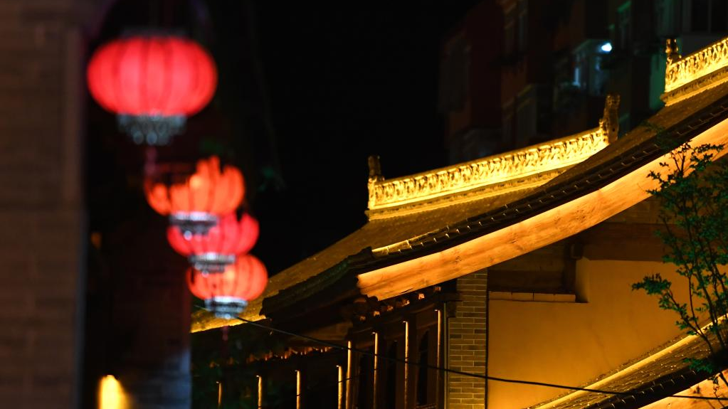 Night view of ancient town Tianshui in Gansu