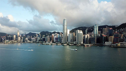 Aerial view of major constructions in Hong Kong