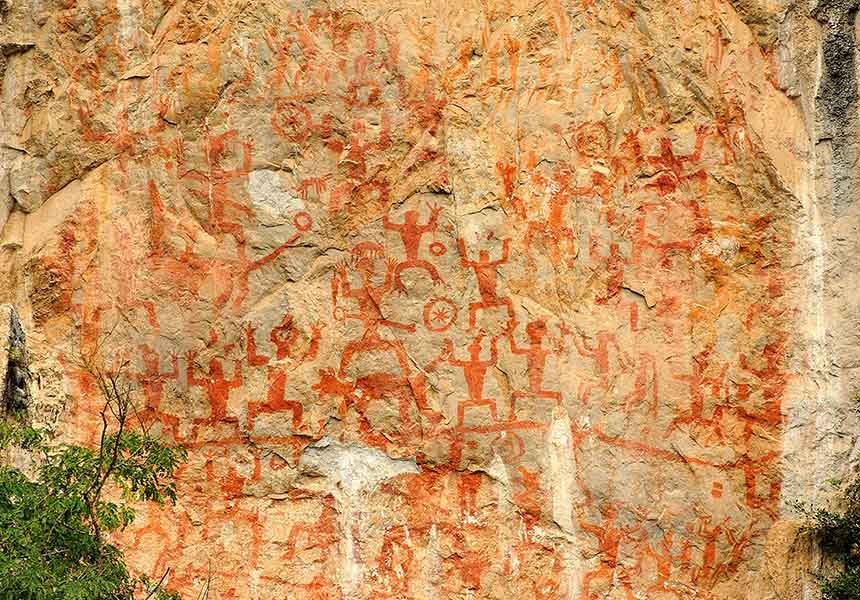 Cultural treasure of Zhuang ethnic group: Zuojiang Huashan Rock Art Cultural Landscape