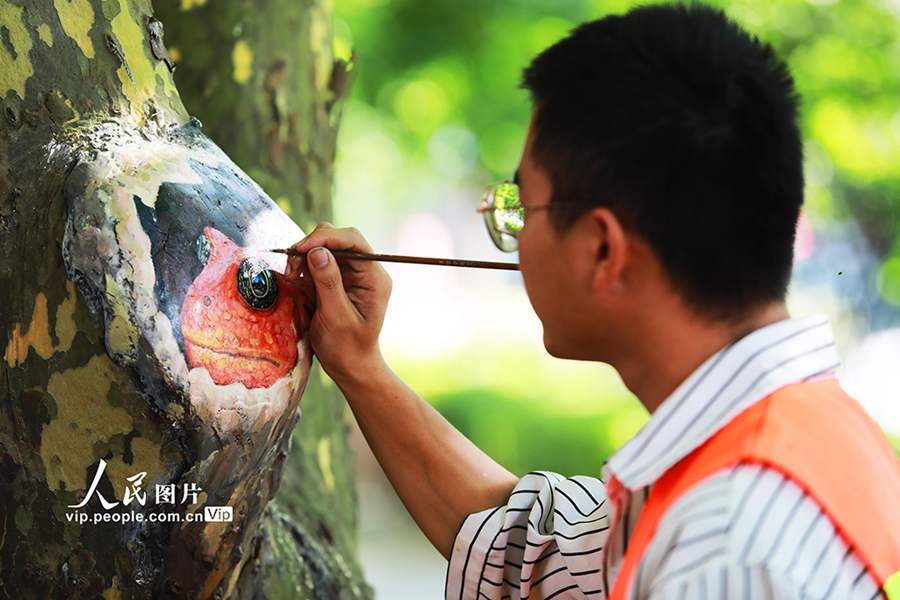 Scenic area in China’s Jiangxi covers tree wounds with paintings of cute animals