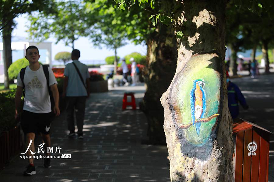 Scenic area in China’s Jiangxi covers tree wounds with paintings of cute animals