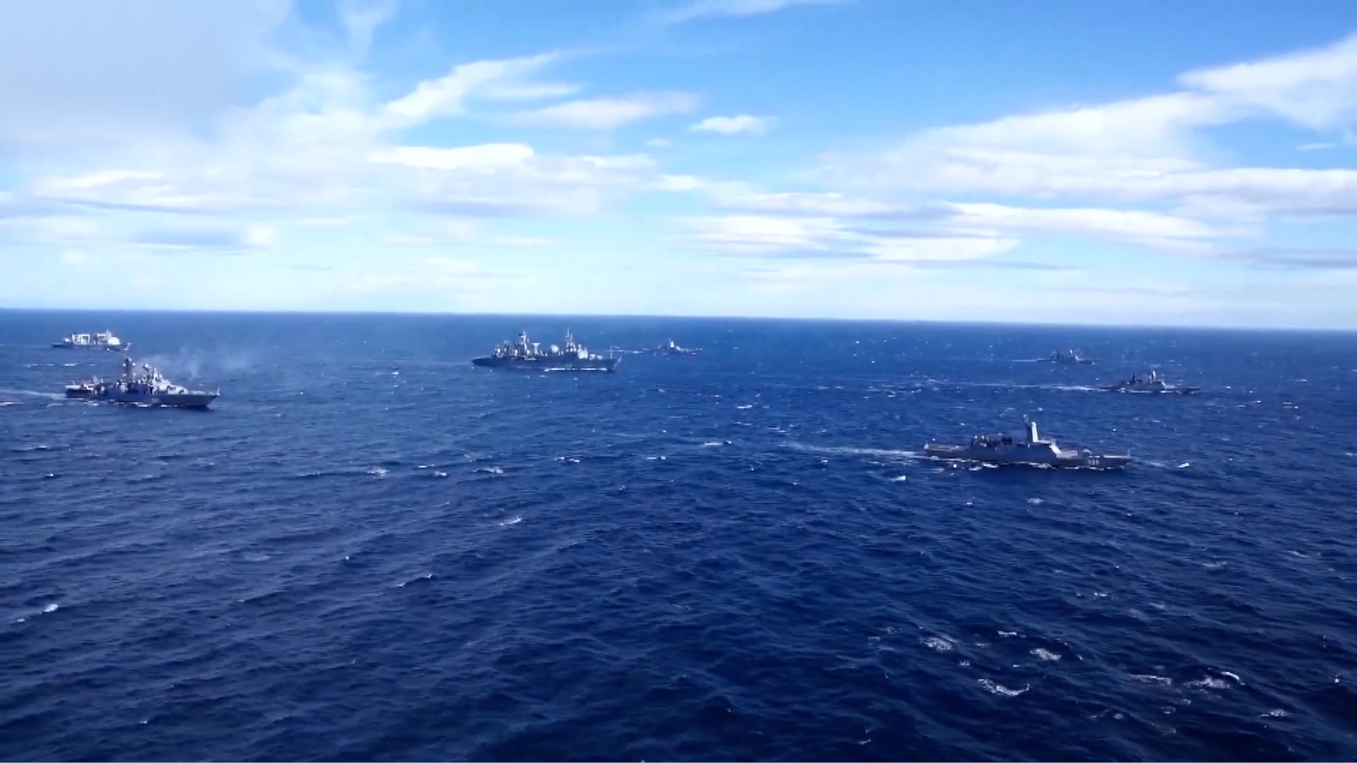 Chinese naval vessels conduct live-fire drills during Vostok-2022