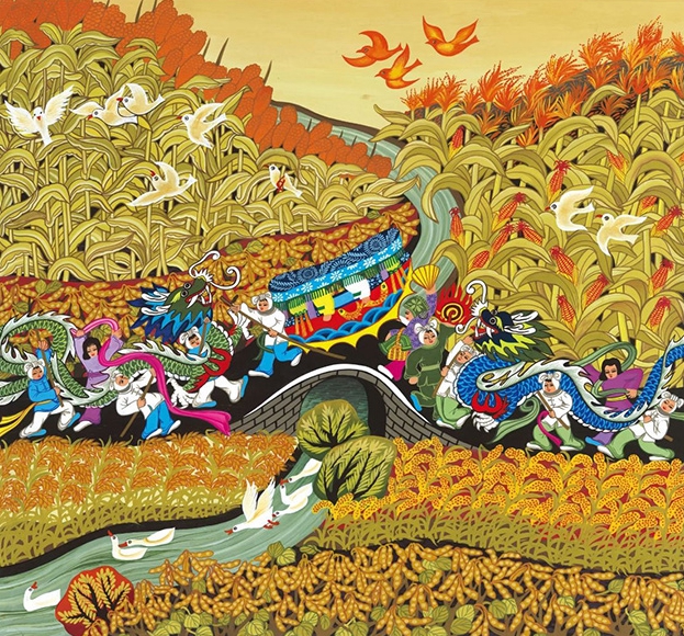 Farmer paintings depict bountiful harvests