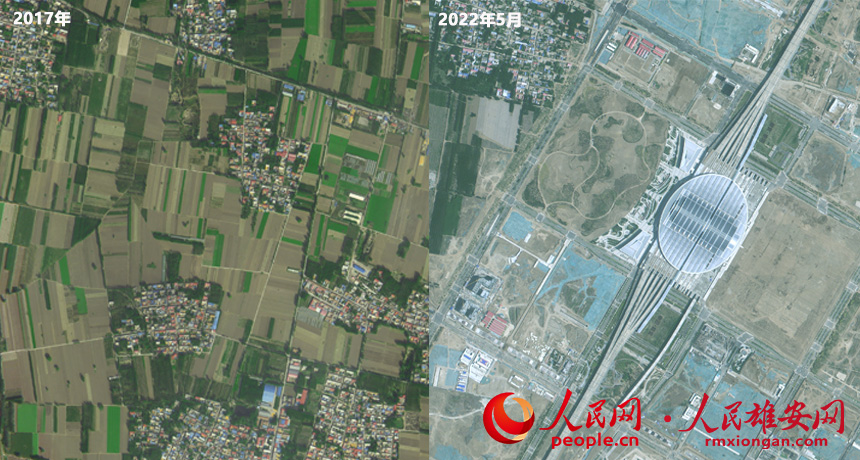 Satellite images show progress of Xiongan New Area over the past five years