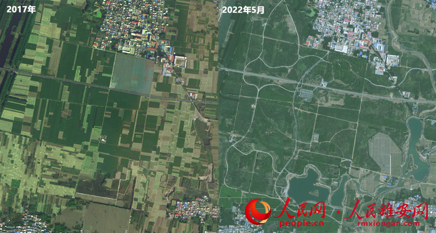 Satellite images show progress of Xiongan New Area over the past five years