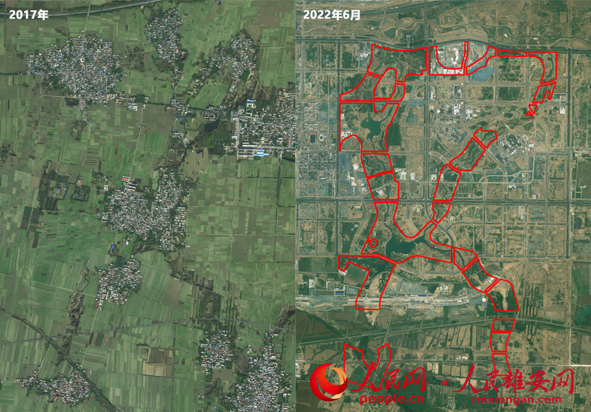 Satellite images show progress of Xiongan New Area over the past five years