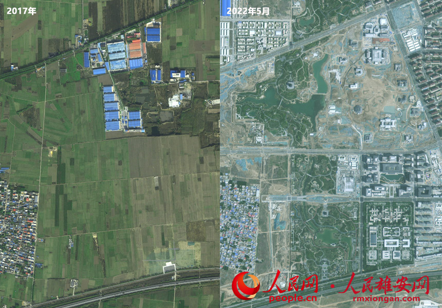 Satellite images show progress of Xiongan New Area over the past five years