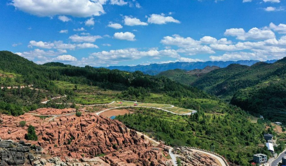 Scenery of Youyang red stone forest geopark in Chongqing