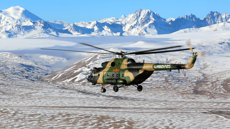 Choppers fly on plateau