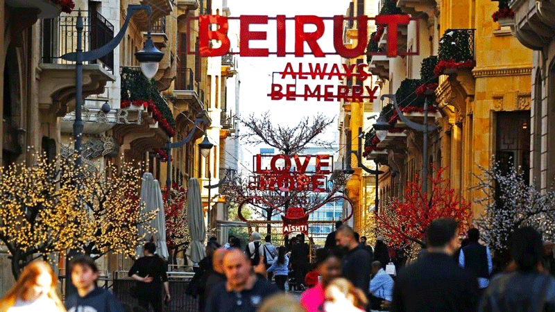 Christmas decorations seen in downtown Beirut