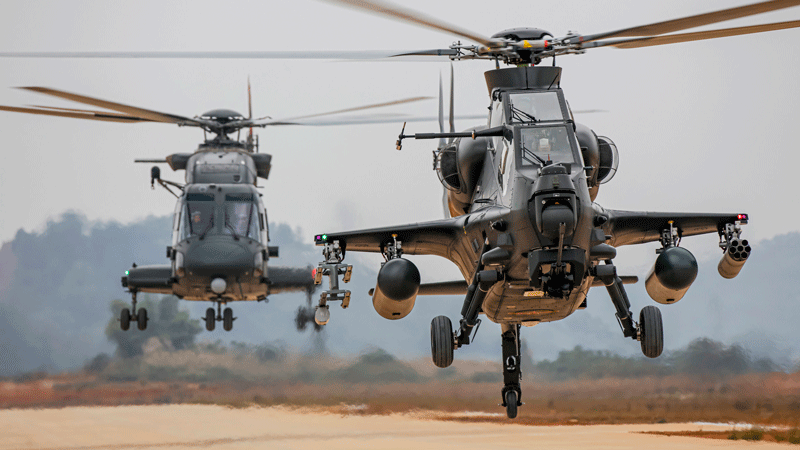 Helicopters lift off for flight training