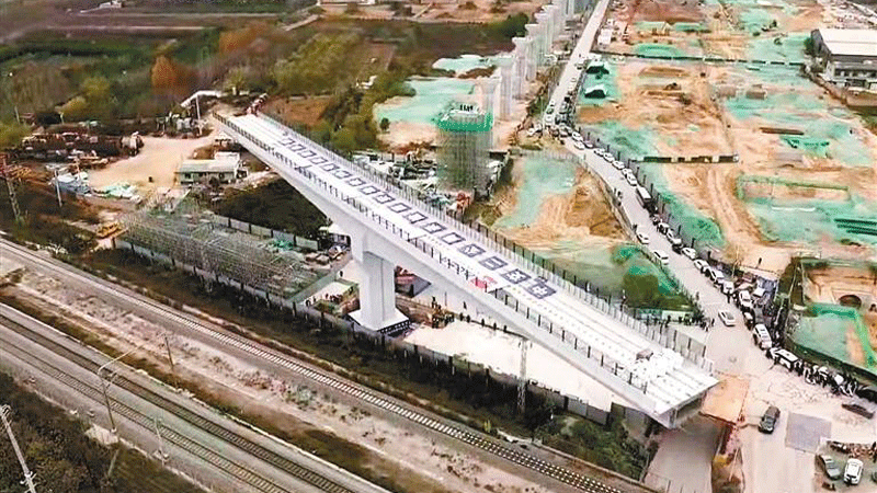 High-altitude railway bridge successfully rotated into place
