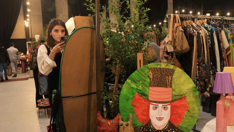 People visit flea market in Beirut, Lebanon