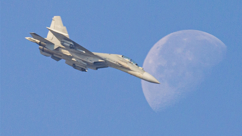 Fighter jet conducts flight training exercise