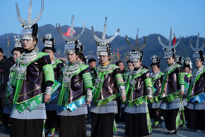 Colorful folklore performances draw tourists to Congjiang county of SW China's Guizhou