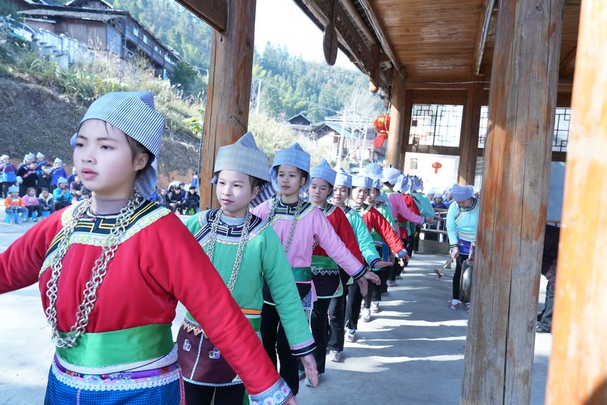 Colorful folklore performances draw tourists to Congjiang county of SW China's Guizhou