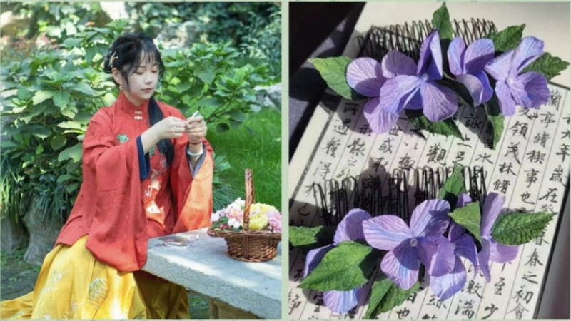 Young artist dedicated to passing down the craft of tongcao flowers making
