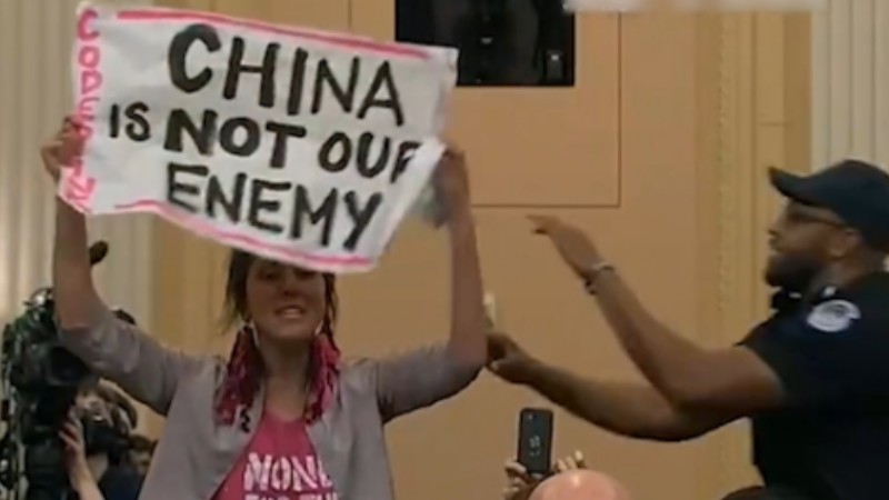 'China is not our enemy,' says protester at US House select committee hearing