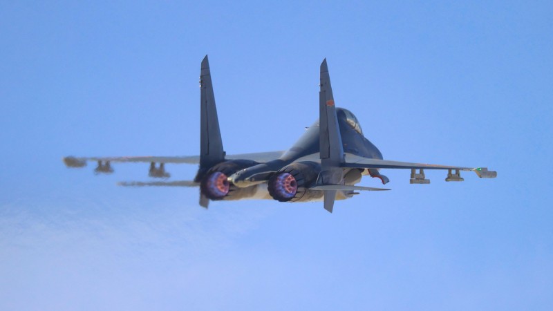 Fighter jet soars into sky for flight training