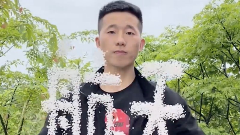 Baffling midair rice calligraphy