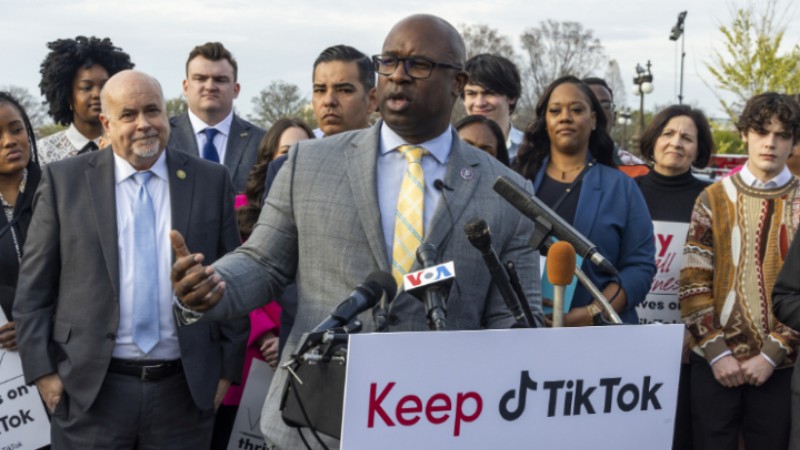 TikTok influencers protest outside US Congress against potential ban