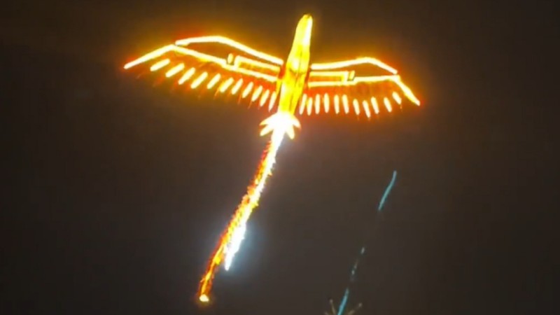 Phoenix-shaped model aircraft soars in Shandong