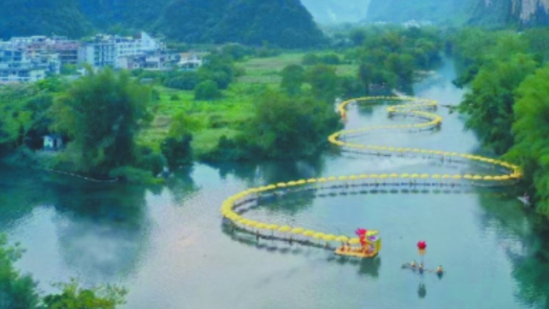 'Golden dragon' cruises along Yulong River