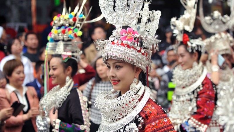 Miao Sisters Festival parade for romantic love