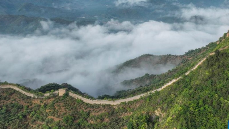 Aerial view of Great Wall in China's Hebei