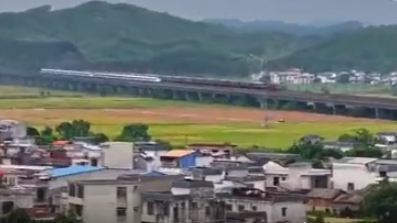 The moment a high-speed rail surpasses a traditional train