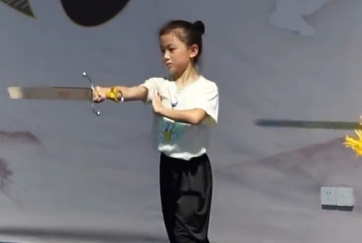 Chinese girl shows off kung fu skills