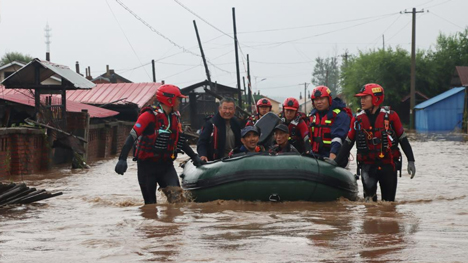 Rescue underway in flood-affected Shangzhi City, NE China's Heilongjiang