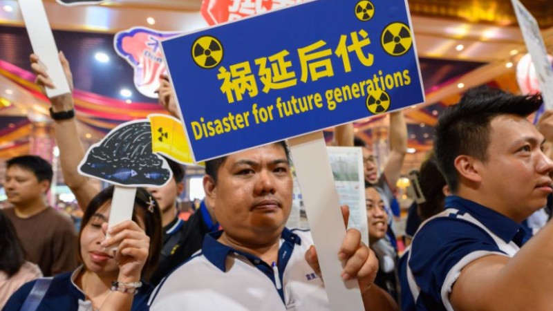 People protest against Japan's dumping of nuclear-contaminated wastewater into ocean in Selangor state, Malaysia