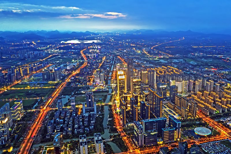 Night view of the 19th Asian Games host city