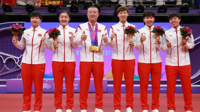 China takes 5th consecutive women's team title in Asiad table tennis