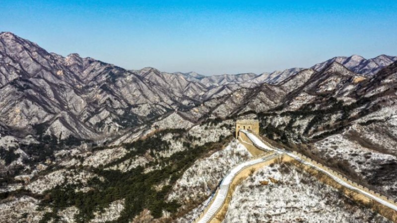 Snow scenery of Badaling Great Wall in Beijing