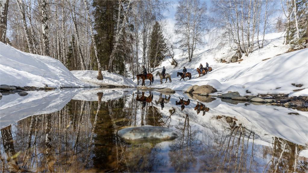 Winter scenery at Kanas Lake in China's Xinjiang